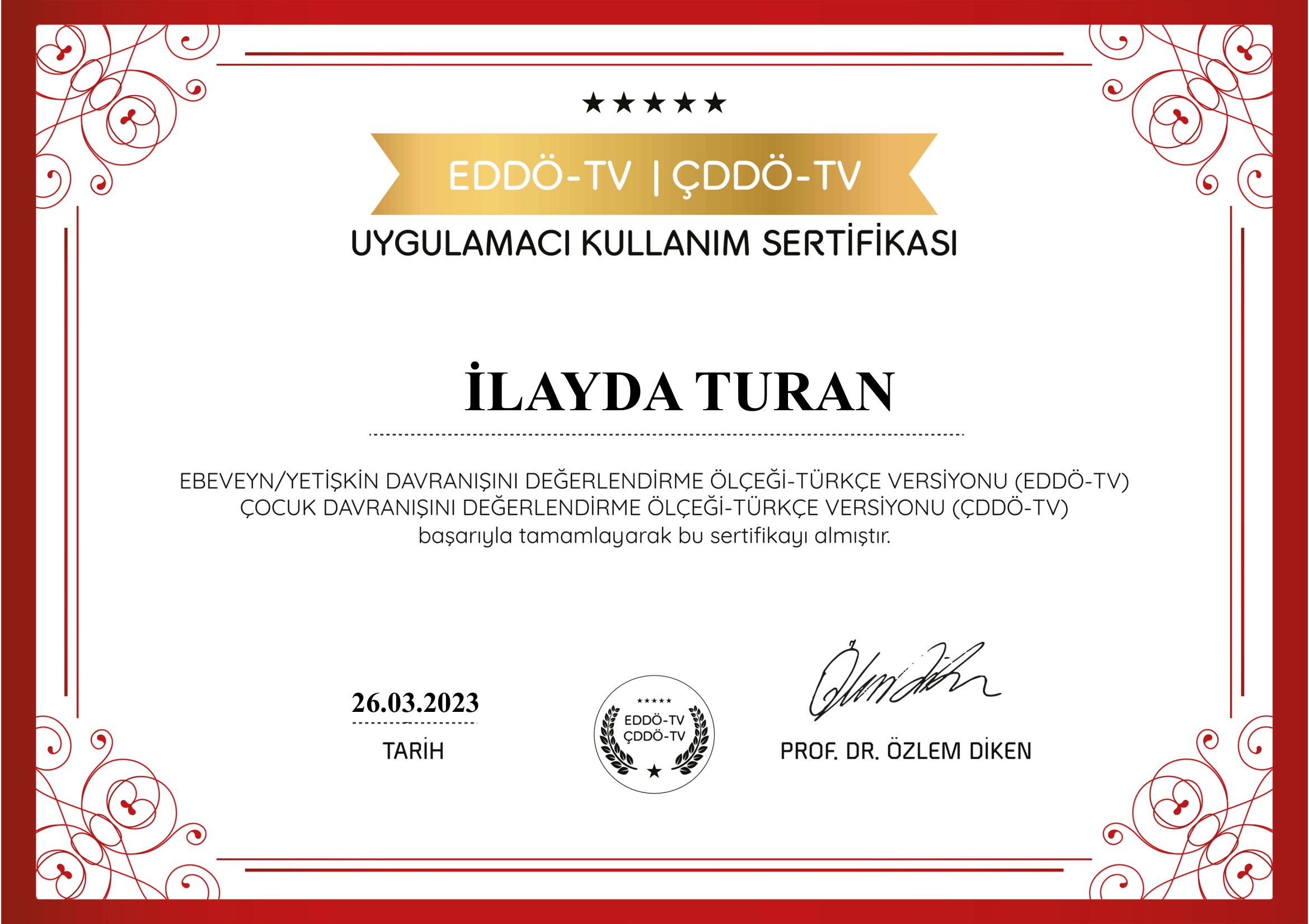 EDDÖ-TV / ÇDDÖ-TV Uygulayıcı Eğitimi sertifikası